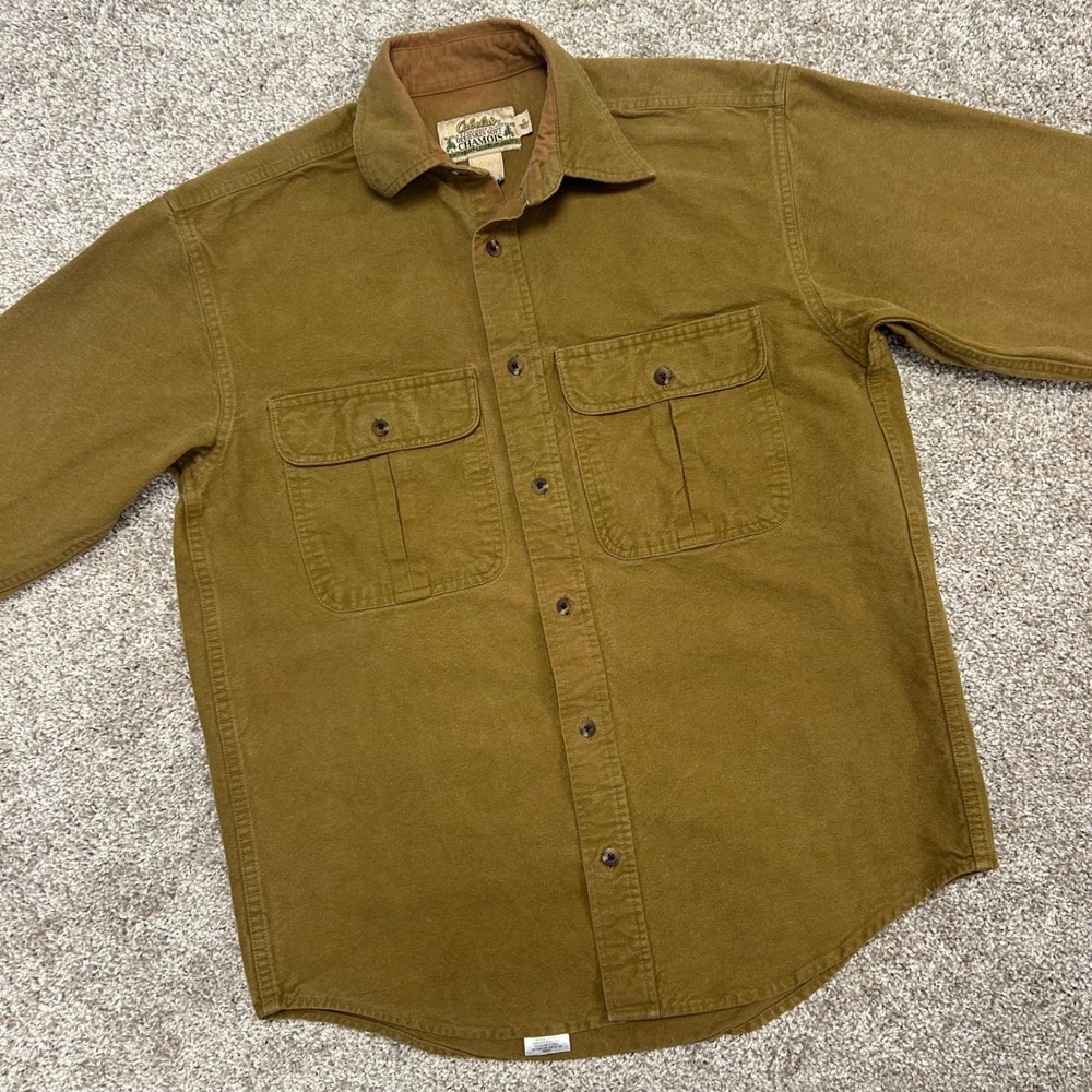 Cabela's Deerskin Soft Chamois Heavy Button Front Shirt Men Size Small Regular